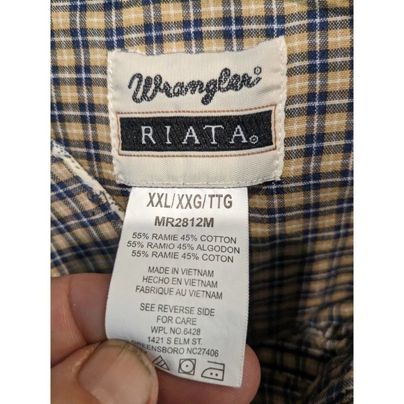 Wrangler western‎ Riata long Sleeve Plaid Pockets Shirt Men's XXL - Picture 2 of 4